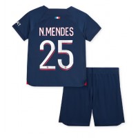 Paris Saint-Germain Nuno Mendes #25 Koti Peliasu Lasten 2023-24 Lyhythihainen (+ Lyhyet housut)